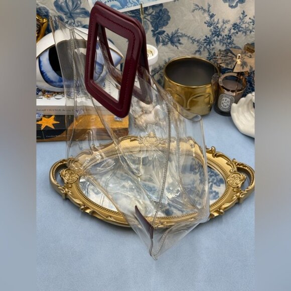 🆕 STAUD 🧿 NWOT Shirley Transparent Bag, Burgundy/Transparent *MISSING POUCH* - Picture 10 of 10